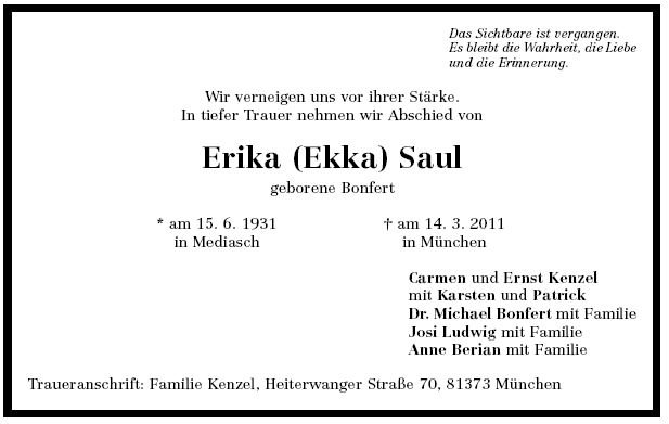 Bonfert Erika 1931-2011 Todesanzeige